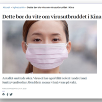 Utklipp fra artikkel om virusutbruddet i Kina.